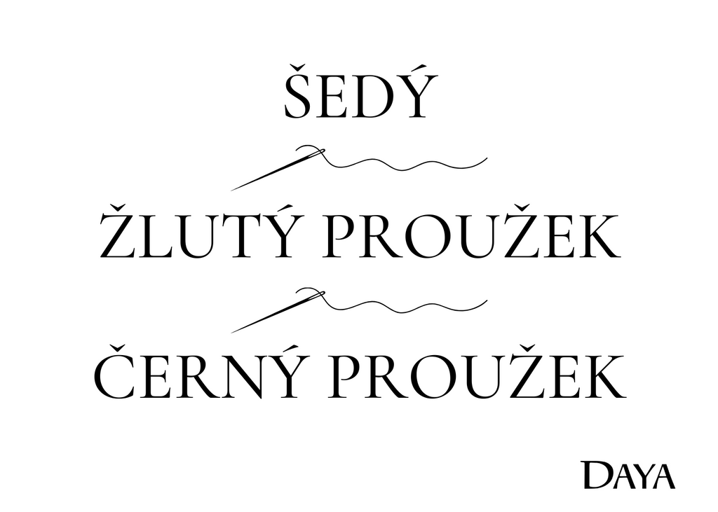 Šedý, žlutý proužek & černý proužek